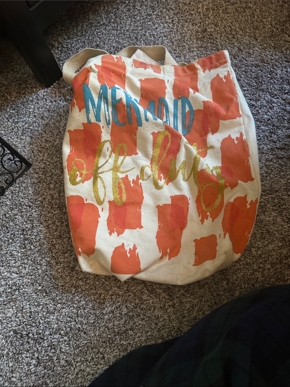 Canvas Tote Bag - Orange Pattern "Mermaid Off Duty"